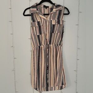 Blue and orange striped cream collared dress. Size: Medium Brand: bebop